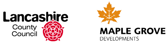 Lancashire County Council logo and Maple Grove Developments logo